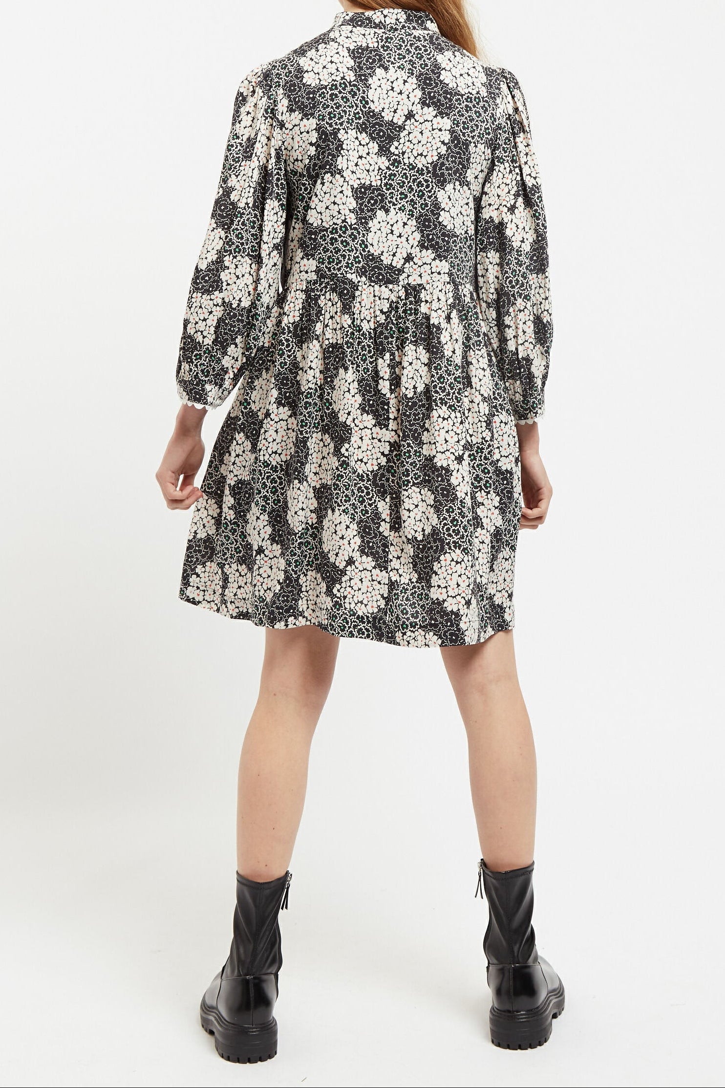 Suzanne Flower Patch Mini Dress BlackWhite