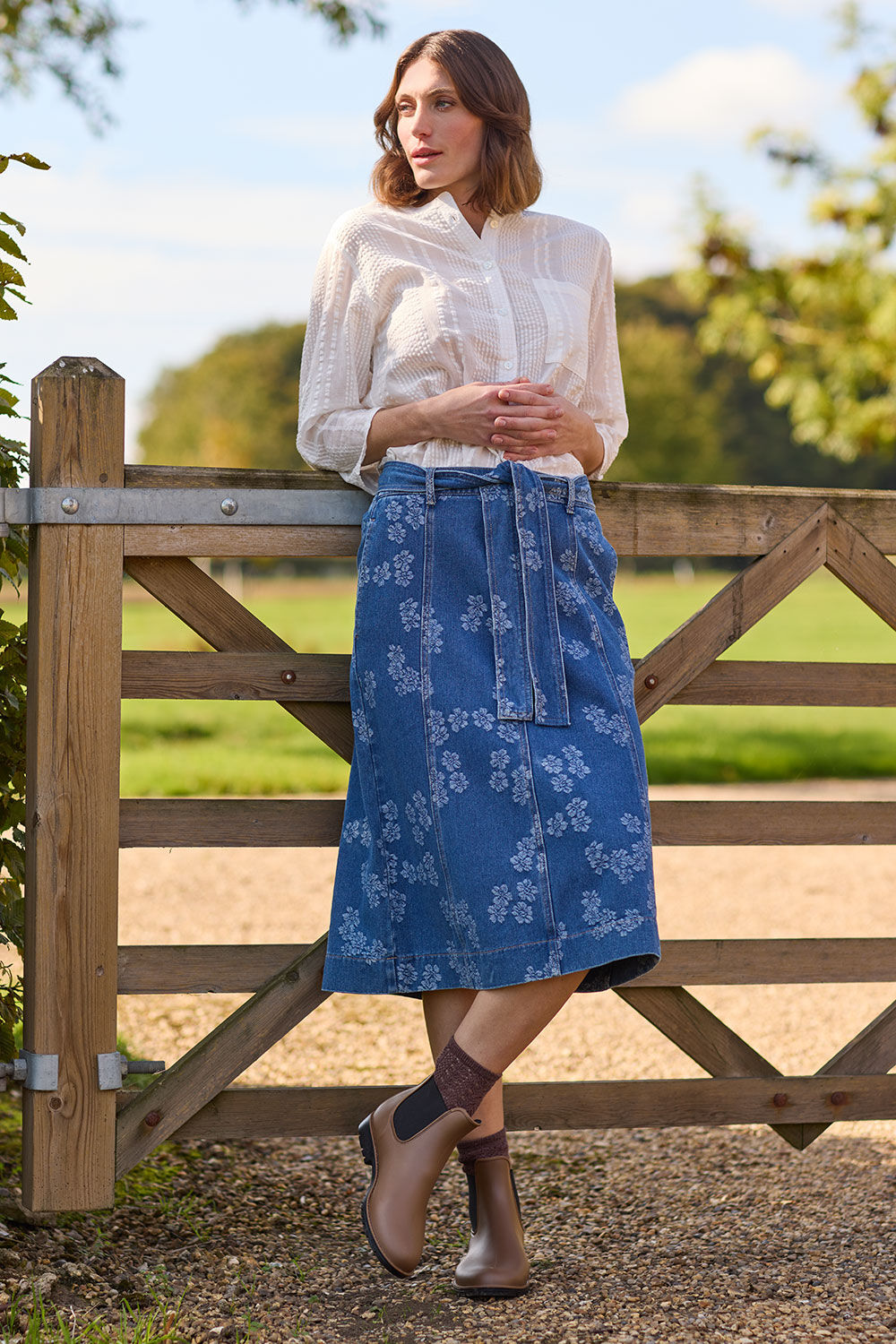 Autonomy - Floral Denim Skirt