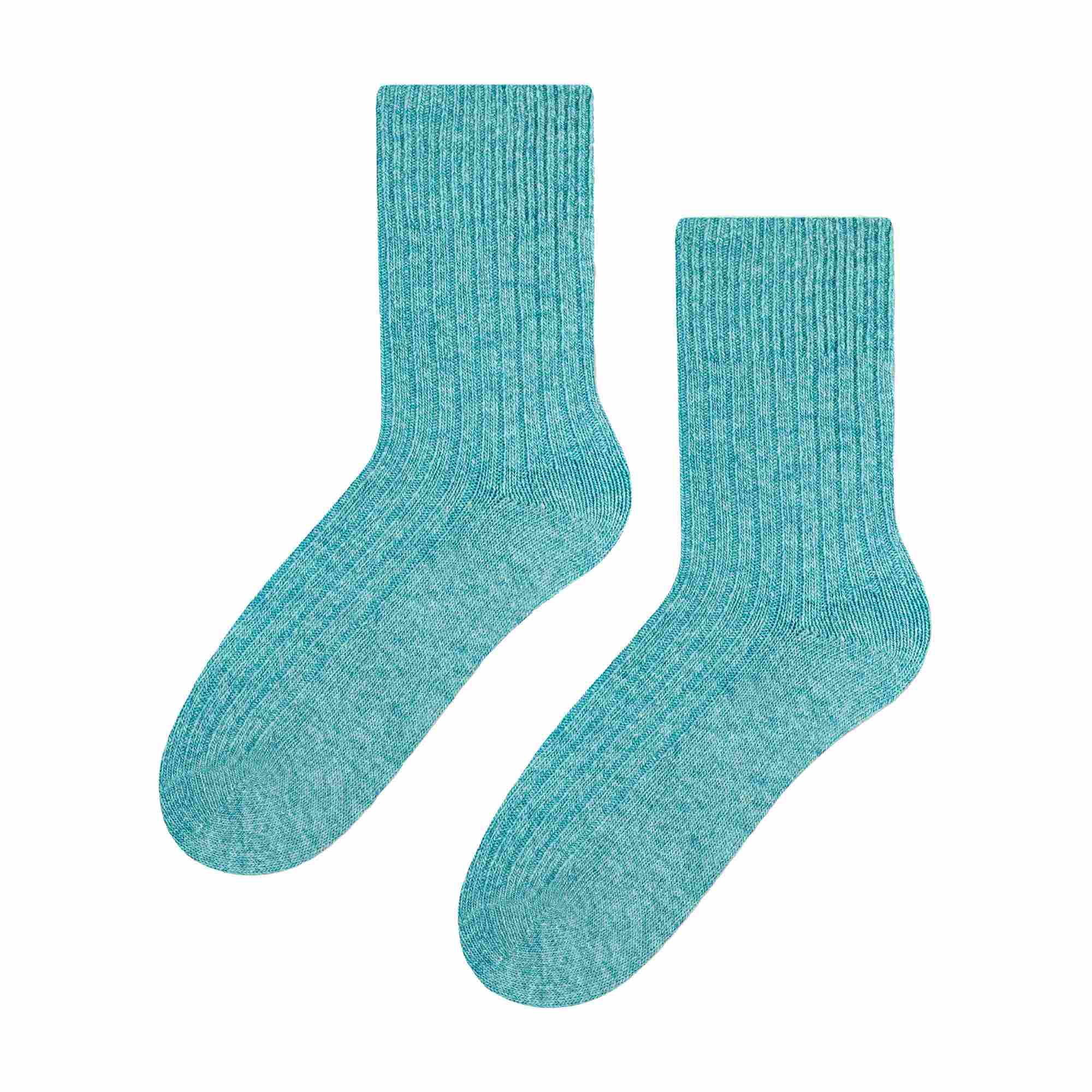 Knitted Design Ladies Wool Dress Socks for Winter - - Turquoise