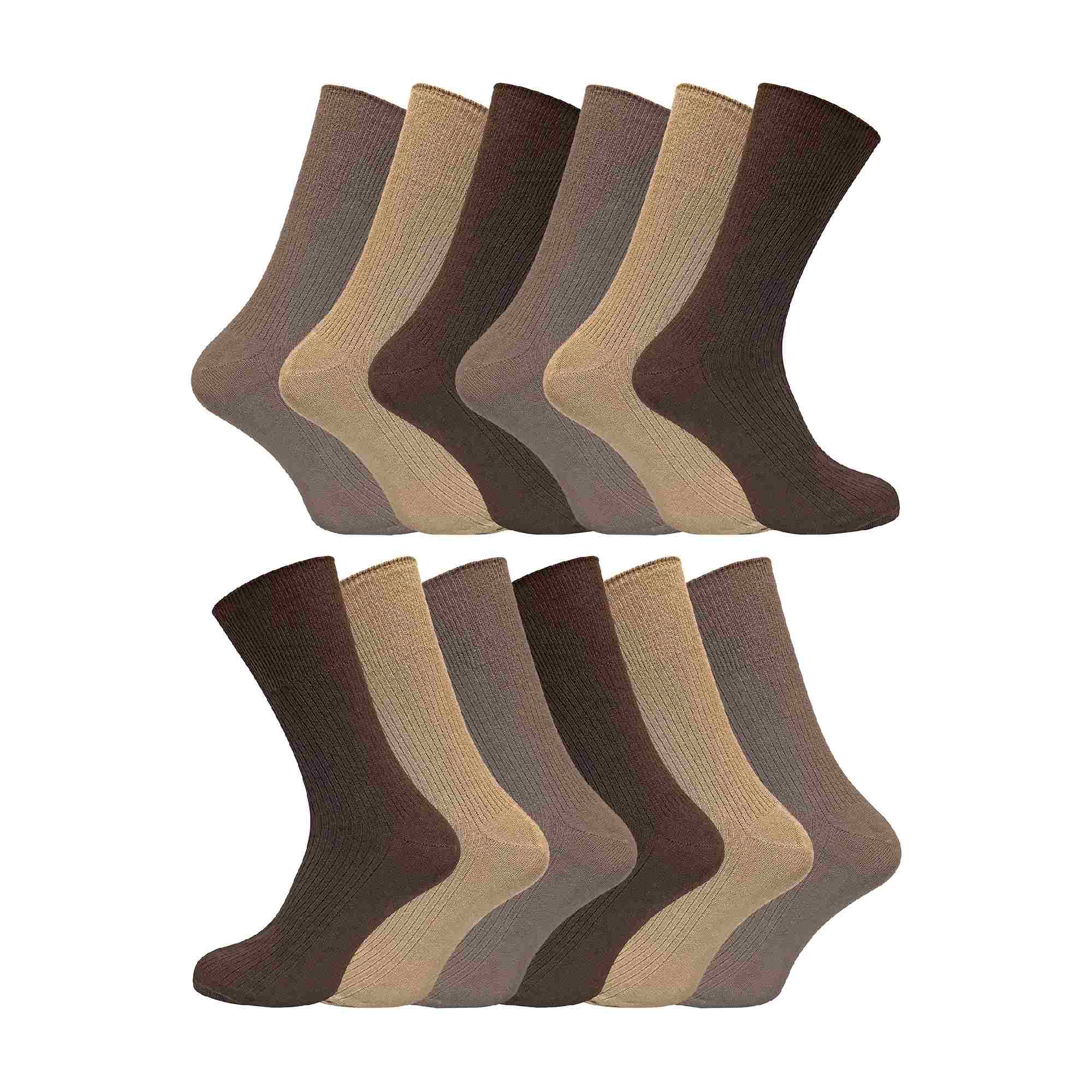 Mens Thin Soft % Cotton Non Elastic Dress Socks Multipack Options - - TSFD Brown Pack