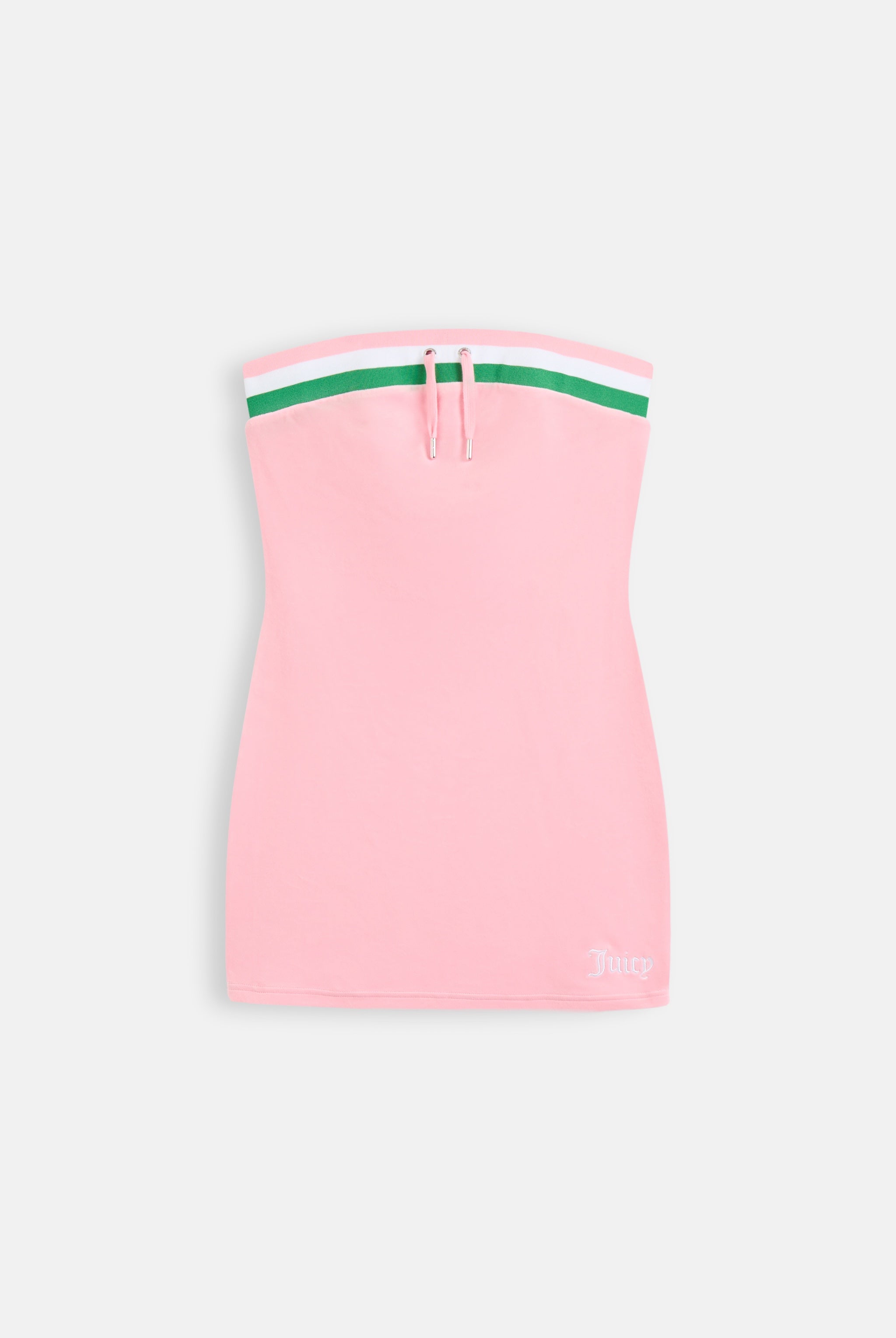 JUICY PINK RECYCLED VELOUR MINI BANDEAU DRESS - XXX Pink