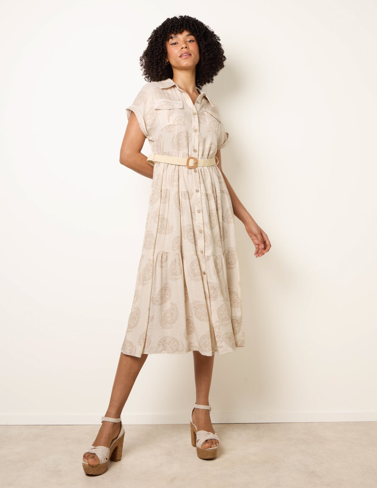Paisley Print Dress - L LINEN