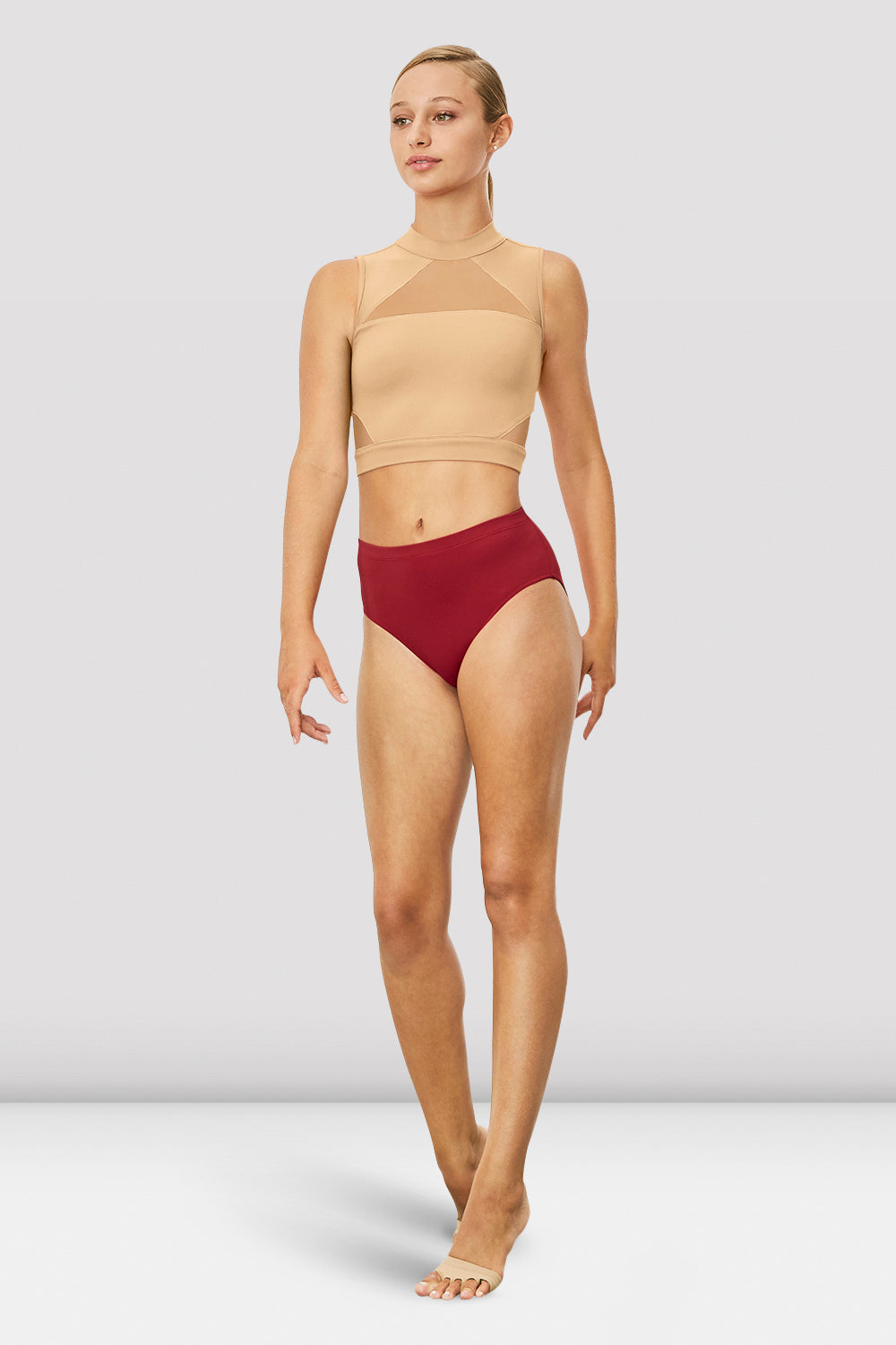 BLOCH Ladies Chiaki Open Back Crop Top, Sand