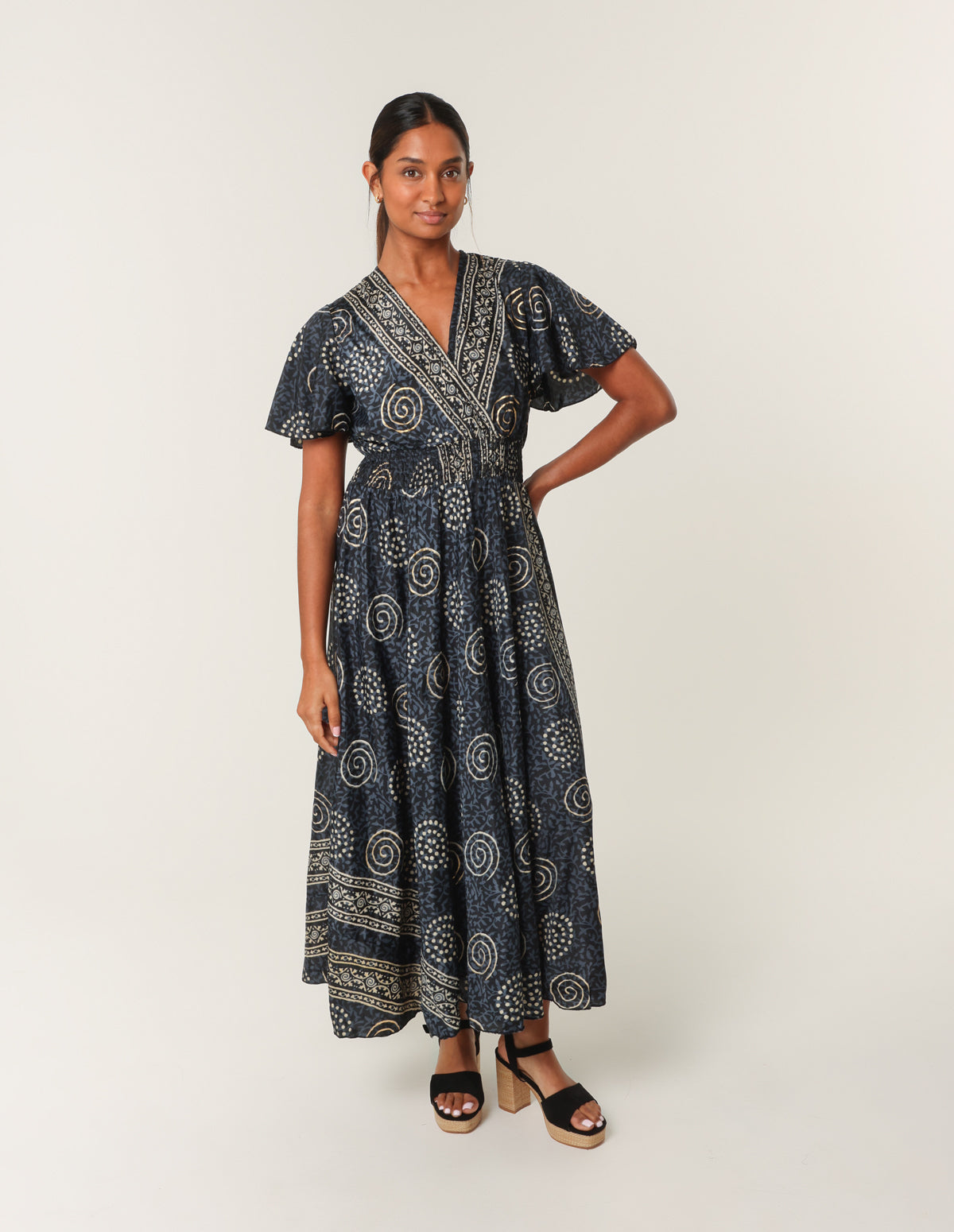 Double V Neck Dress - L NAVY
