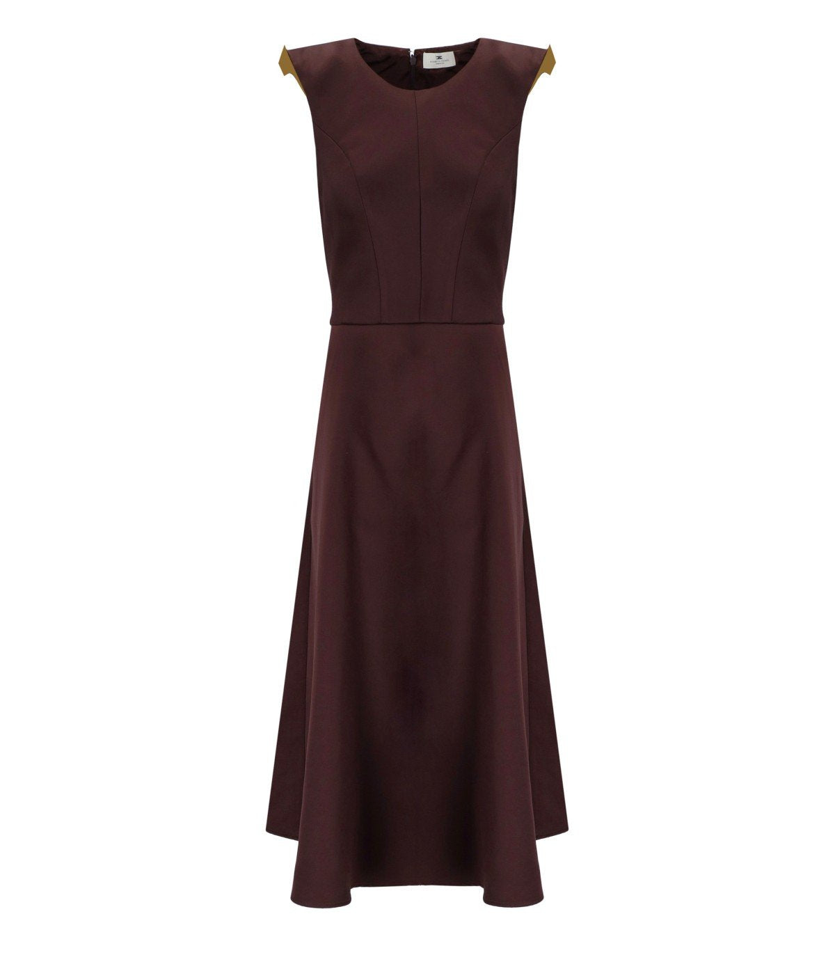 ELISABETTA FRANCHI BROWN MIDI JEWEL DRESS