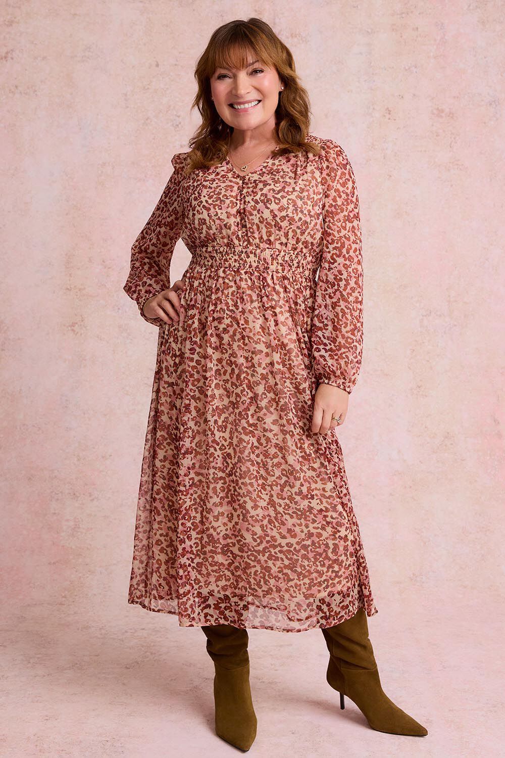 Bonmarche Women's Brown Animal Print Chiffon Dress