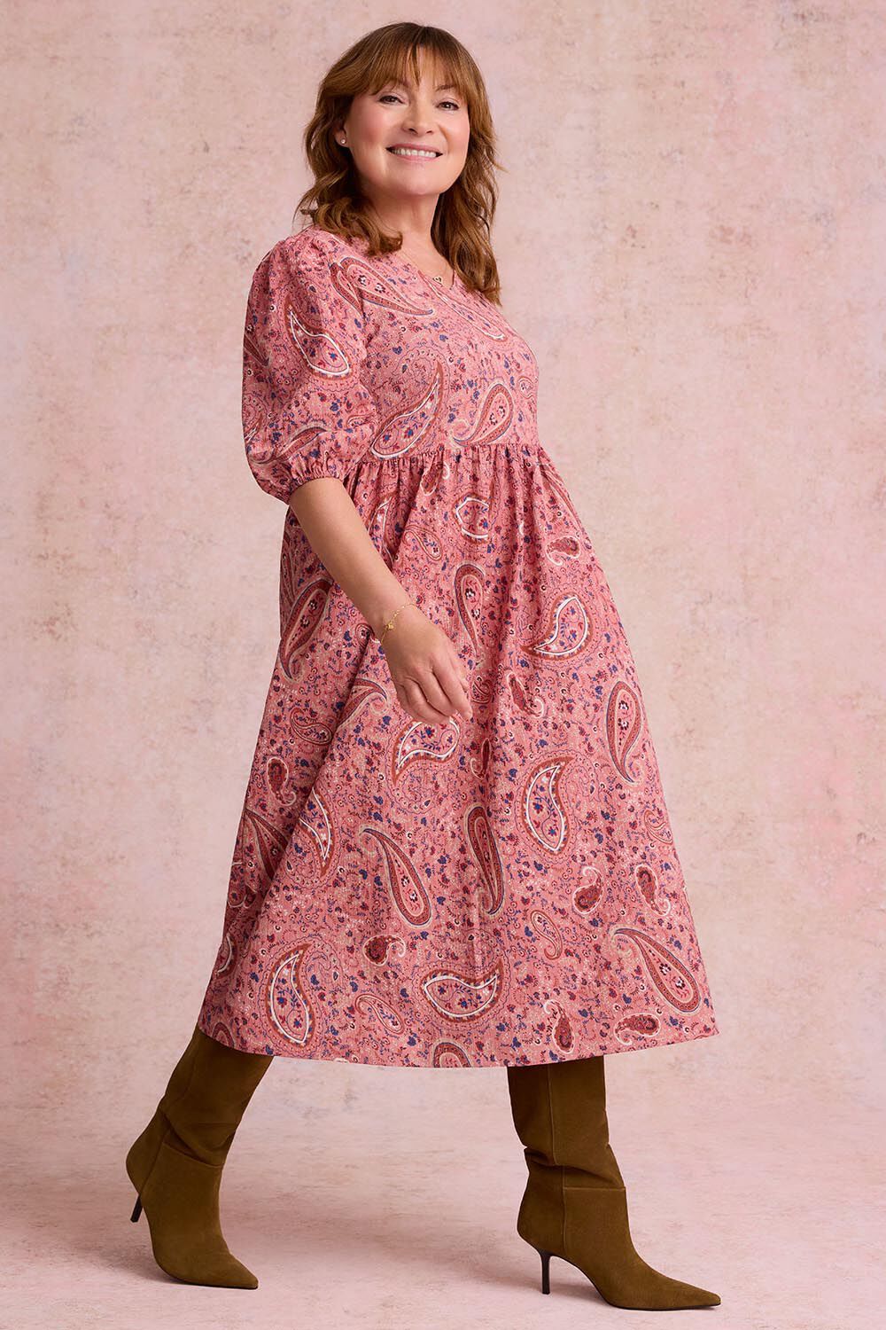 Bonmarche Women's Pink & Purple Paisley Print Smock Dress