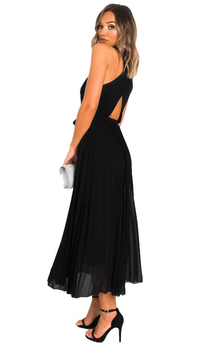 Pleated Crossover Maxi Dress - Navy SM