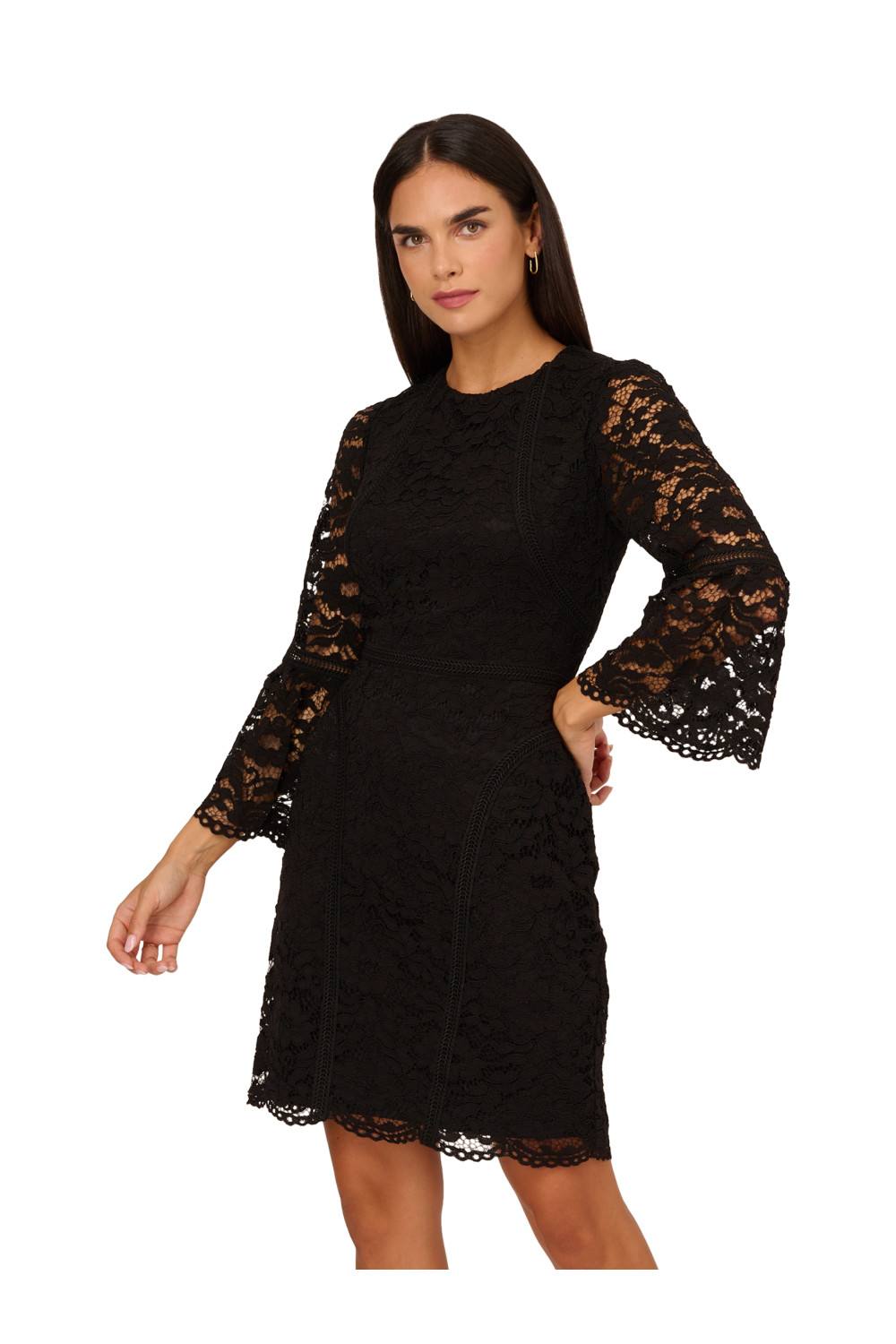 Adrianna Papell Lace Short Dress In Black