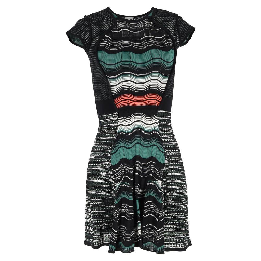 M Missoni Women's Preloved Knitted Wave Print Mini Dress in Multicolor Viscose