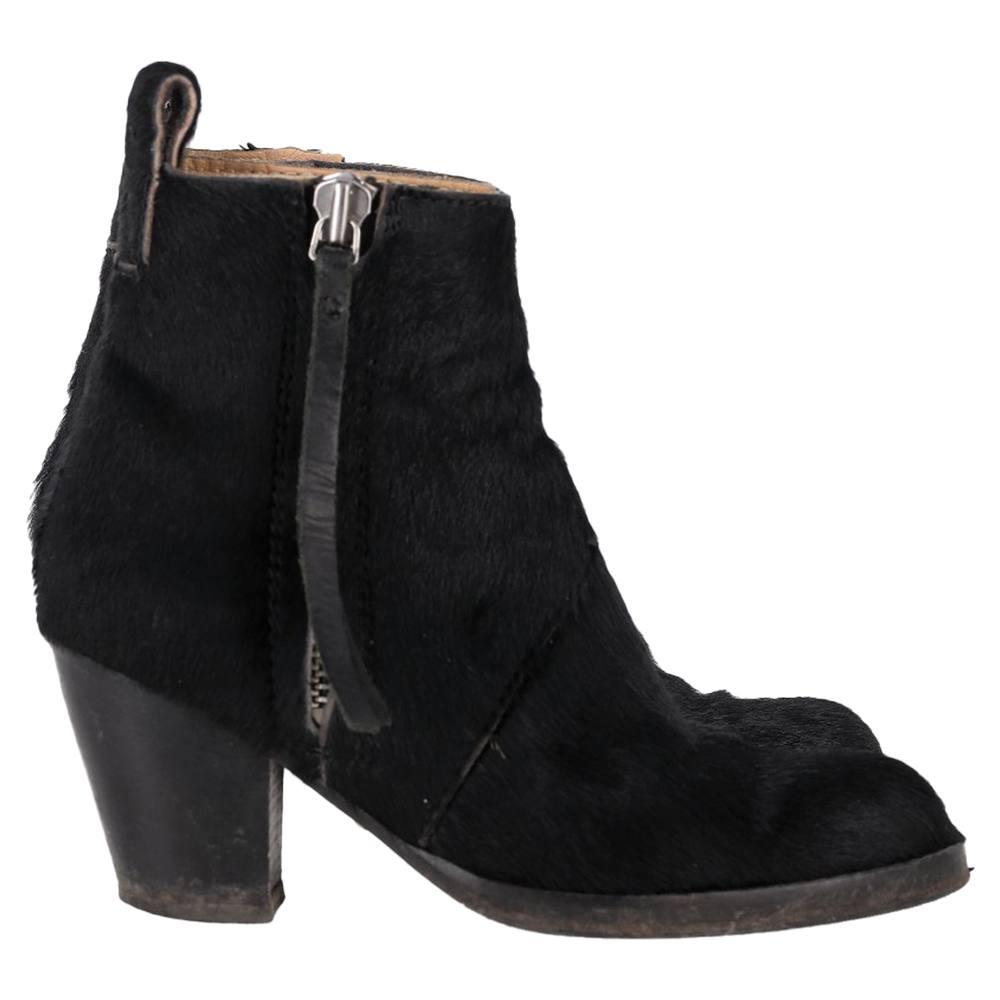Acne Studios Women's Preloved Zipped Ankle Boots in Black Pony Hair