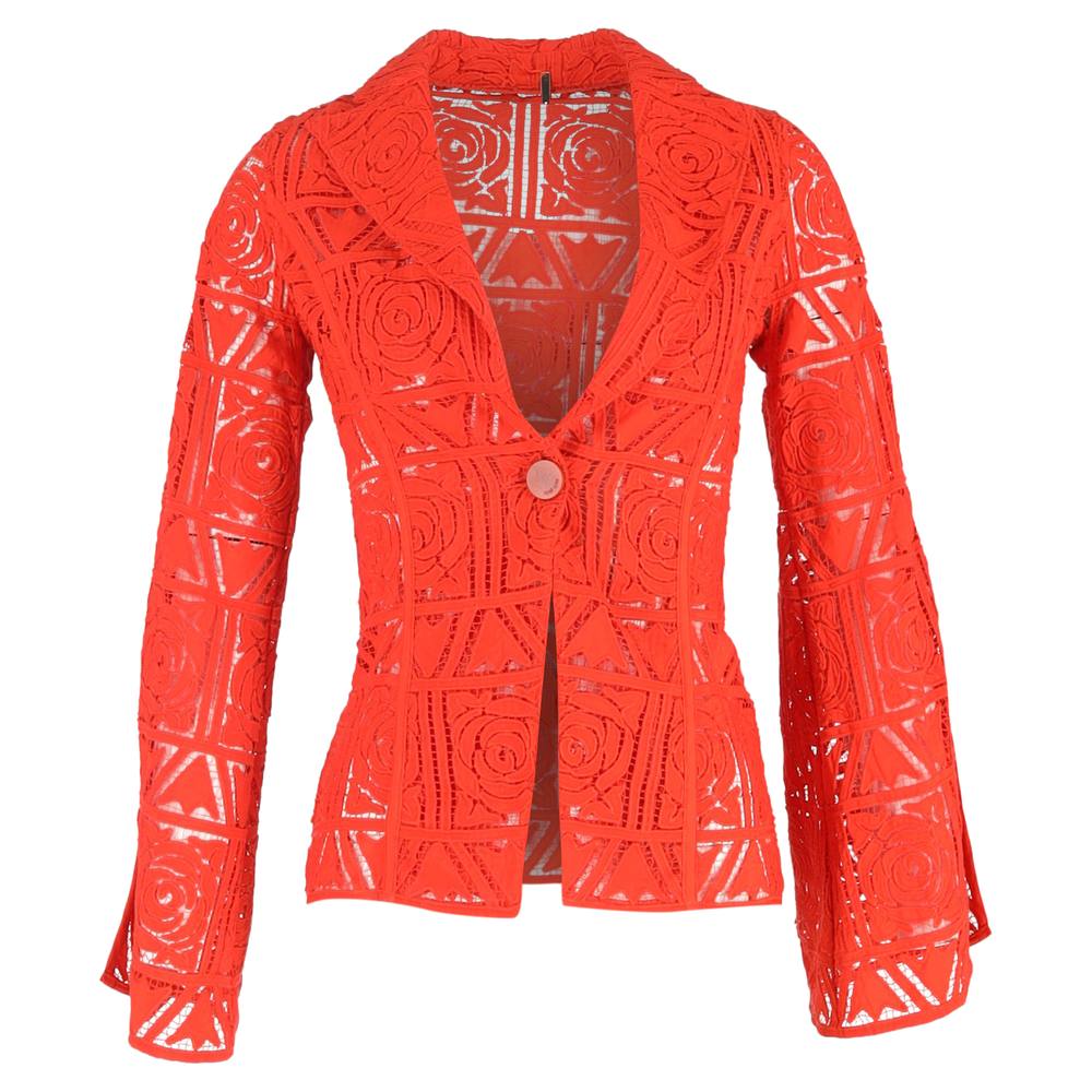 Cult Gaia Preloved Carlotta Floral Lace Blazer In Orange Viscose