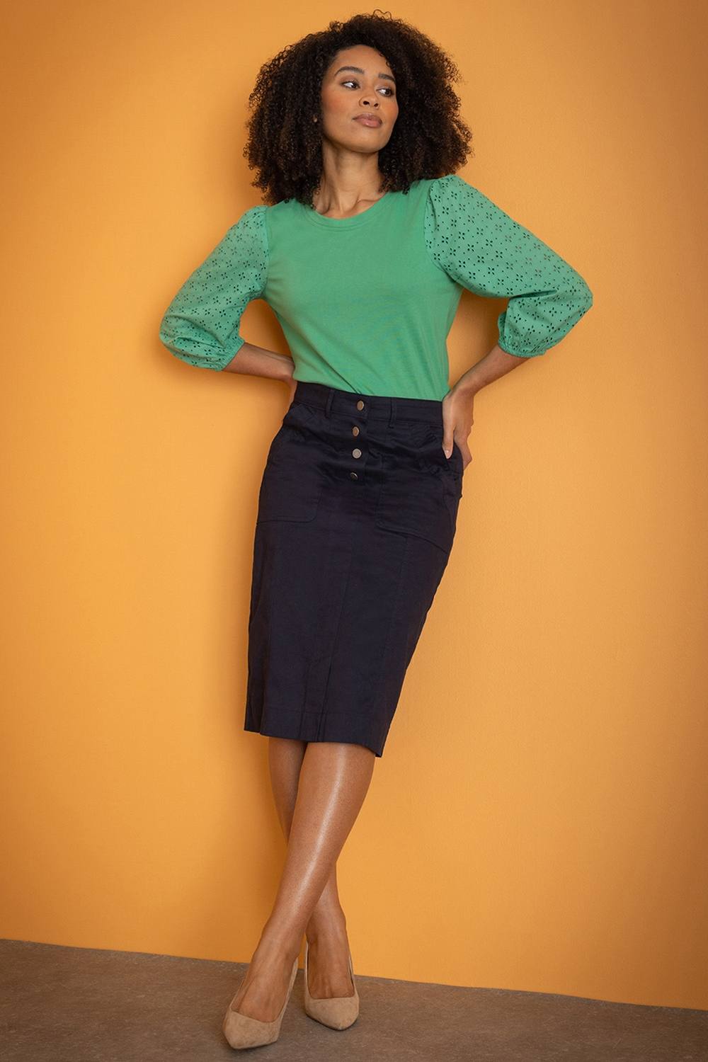 Klass. Denim Skirt In Navy
