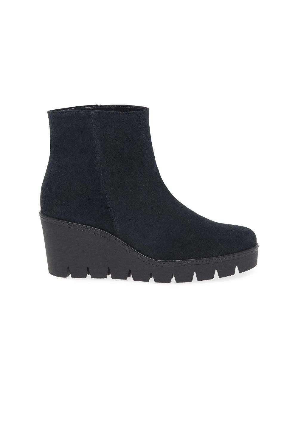Gabor 'utopia' Chunky Wedge Heel Ankle Boots In Navy