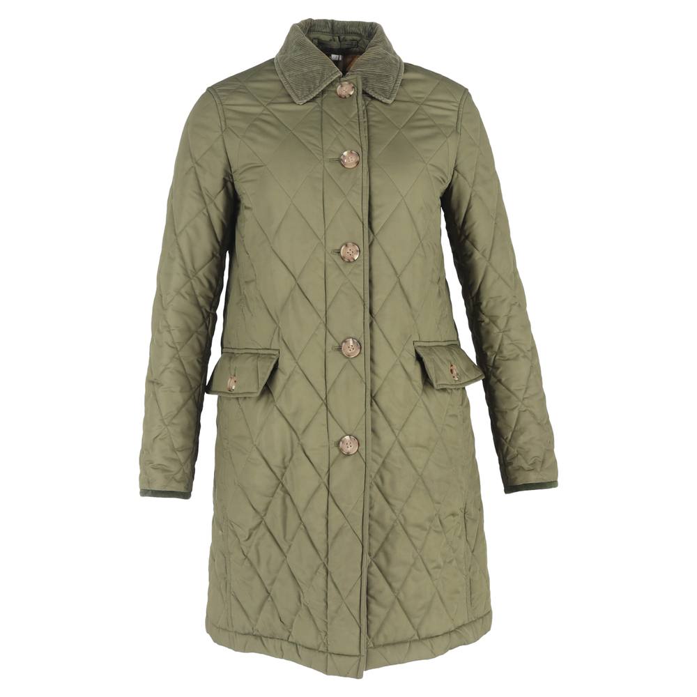 Burberry Women's Preloved Quilted Coat in Green Polyester in Olive