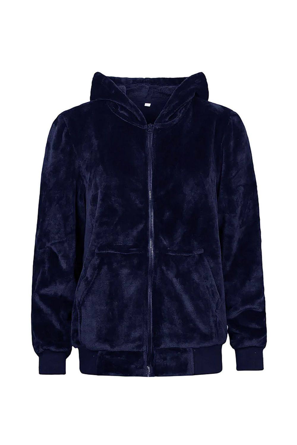 Heat Holders Warm Fleece Snoodie Hoodie - Insulated Winter Sweatshirt Blanket In Navy