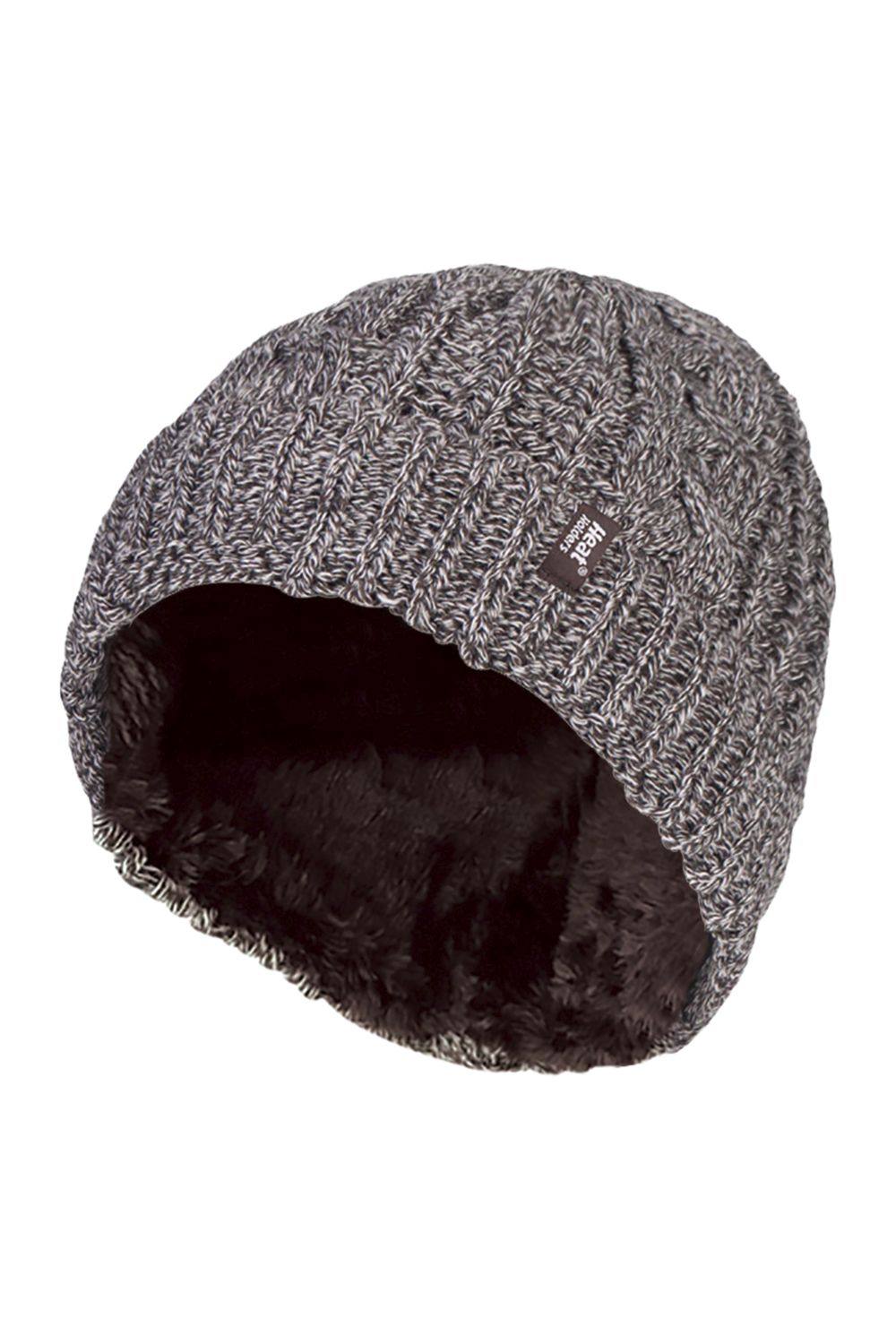 Heat Holders Cable Turnover Warm Thermal Beanie Hat In Grey