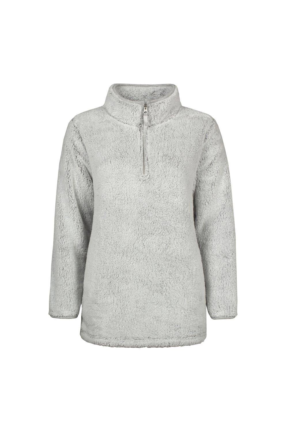 Heat Holders Thermal Soft Teddy Bear Fleece Zip Hoodie Top For Winter In Grey