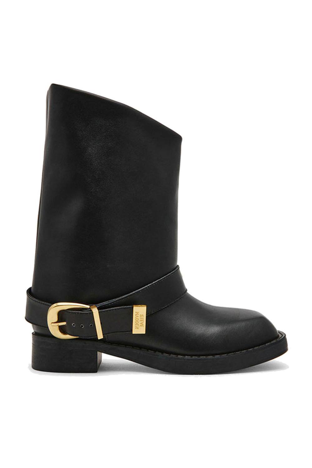 STEVE MADDEN Women's 'Climaxx Ankle Boot Black' Leather Boots in Black