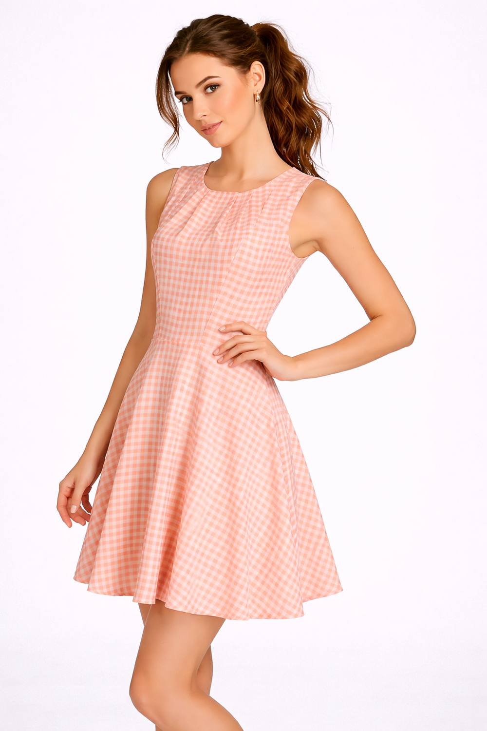 Cutie London Gingham Skater Dress In Pink