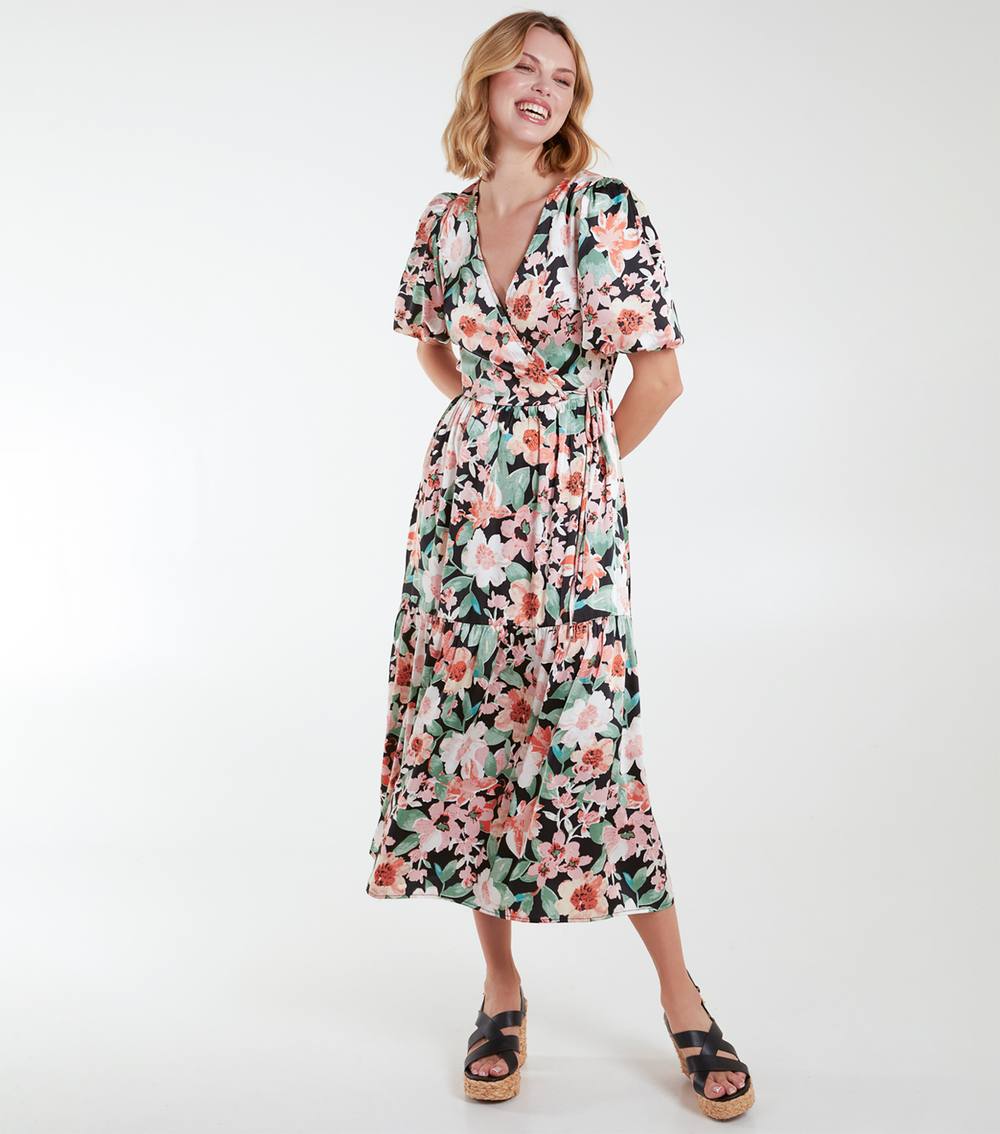 Blue Vanilla Oversized Wrap Smock Dress In Pink