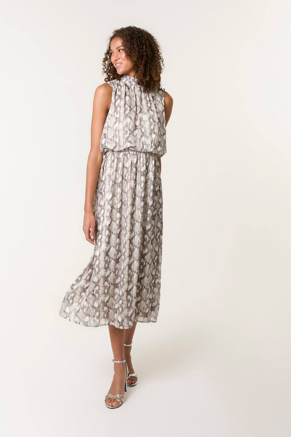 Blue Vanilla Grey Snake Print Diamante Dress