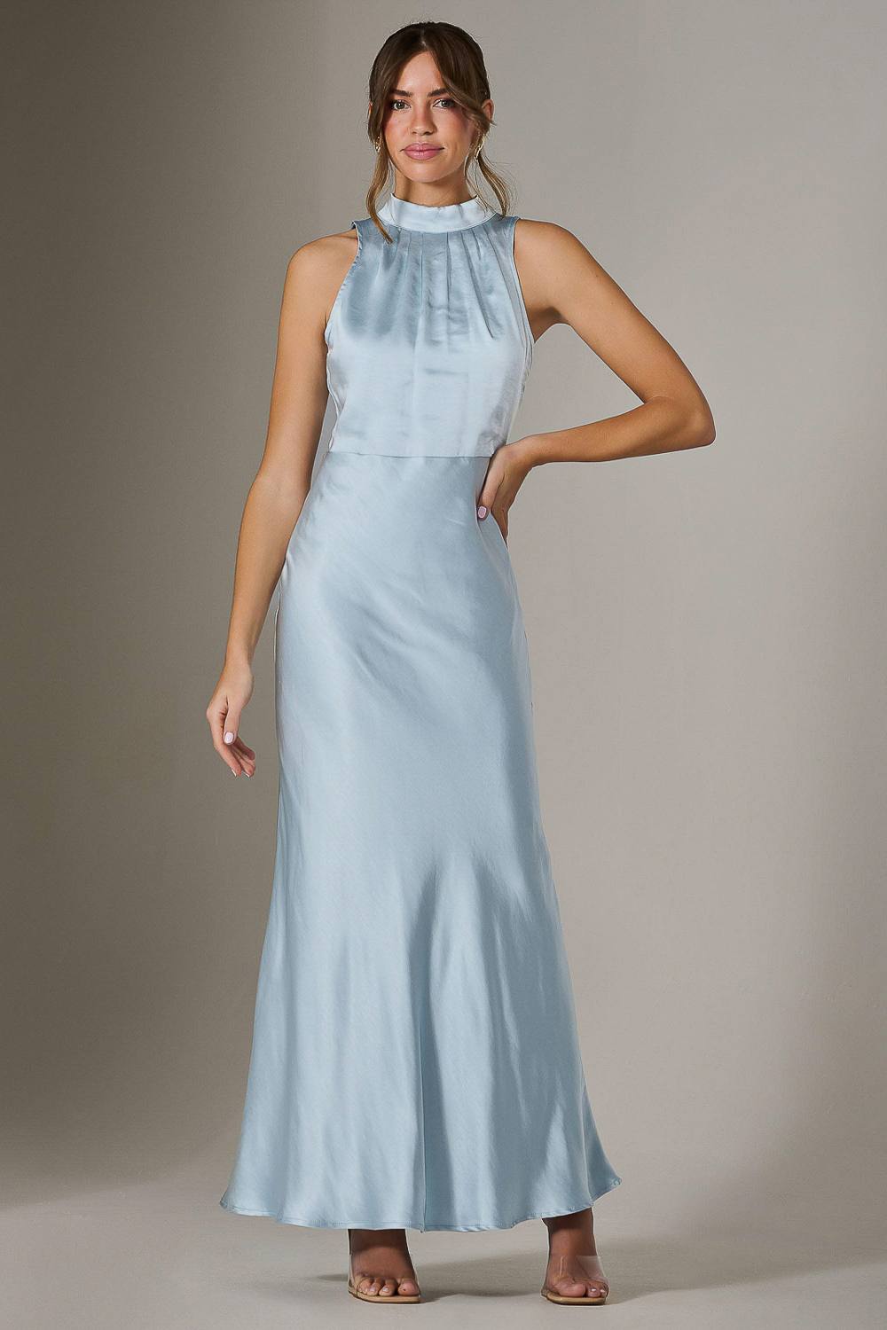 Jolie Moi Halter Neck Maxi Dress In Blue