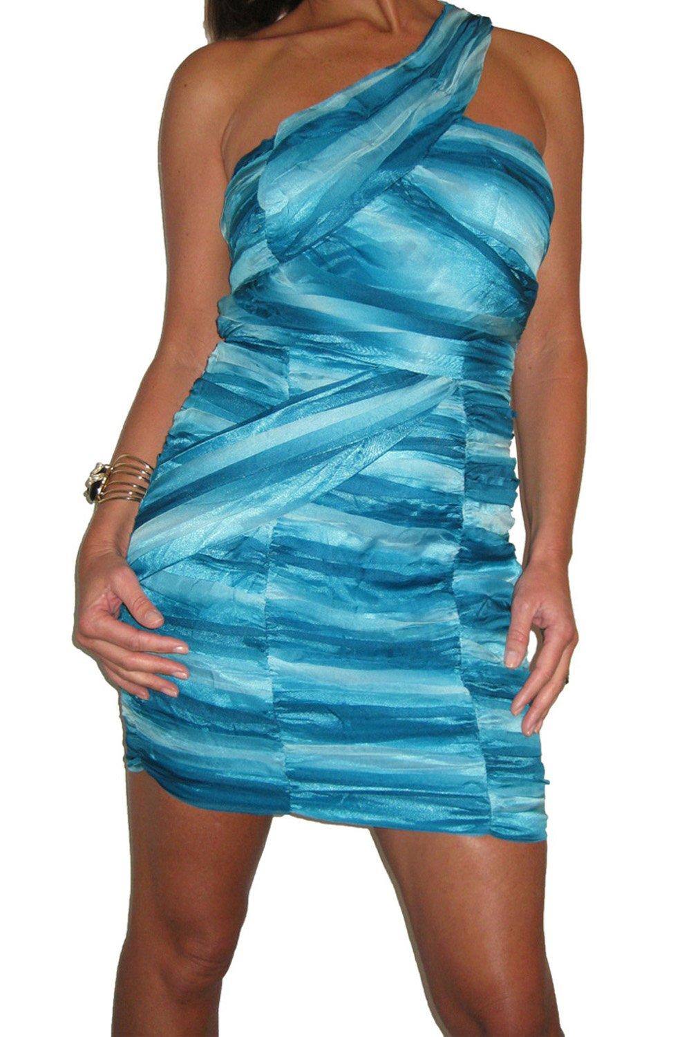 Paulo Due Chiffon Bodycon Mini Dress In Blue