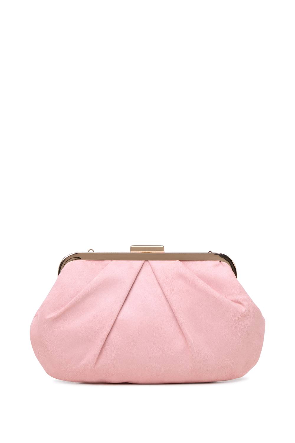 Paradox London Deco Soft Pleated Clutch Bag In Light Pink