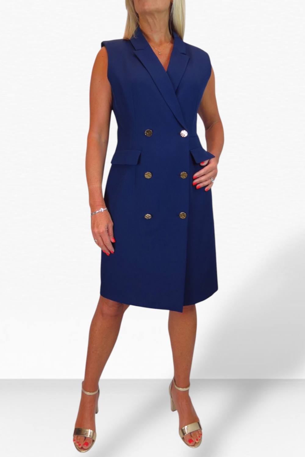 Paulo Due Sleeveless Double Breasted Blazer Dress In Navy