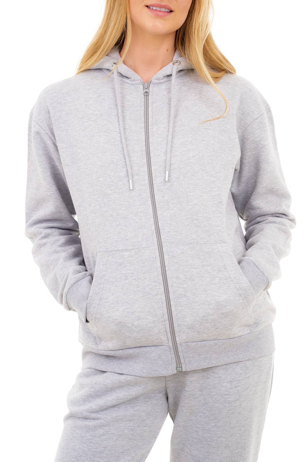 Smart Living Soft & Elegant Zip Up Hoodie Casual Sweatshirt With Pockets In Grey