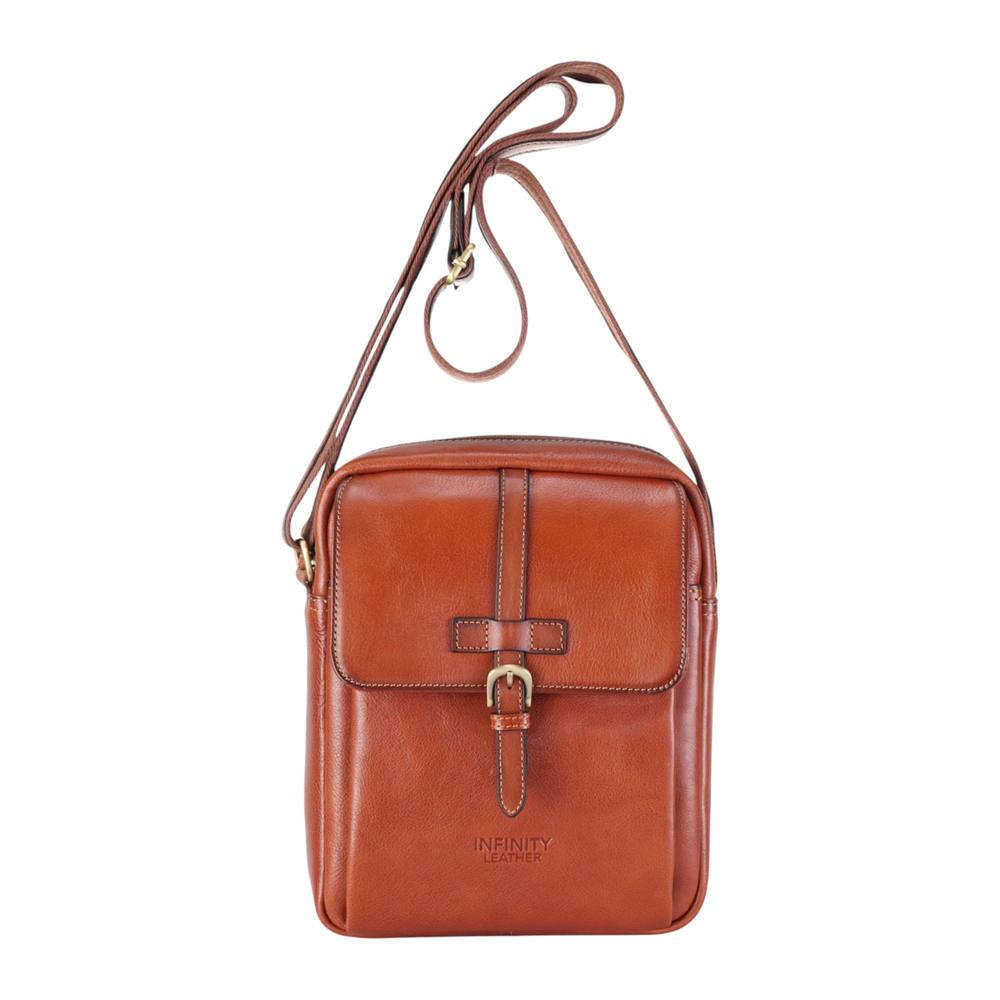 Infinity Leather Genuine Leather Vintage Crossbody Messenger Travel Bag - Ashby In Tan