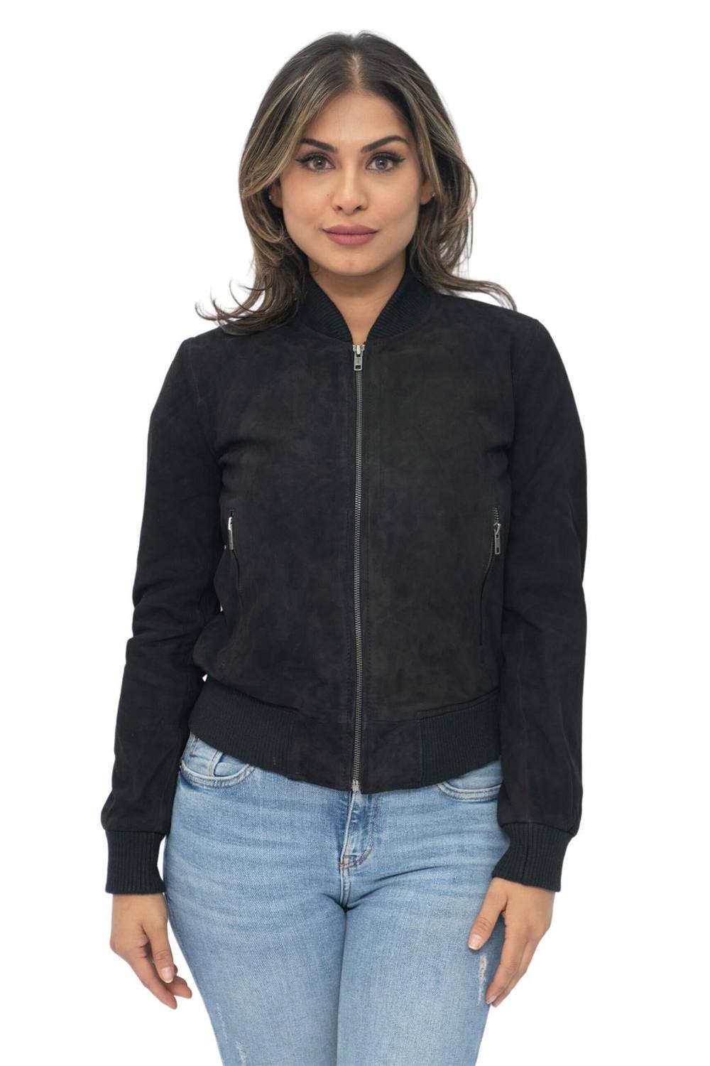Infinity Leather Ma- Suede Bomber Jacket-Arnhem In Black