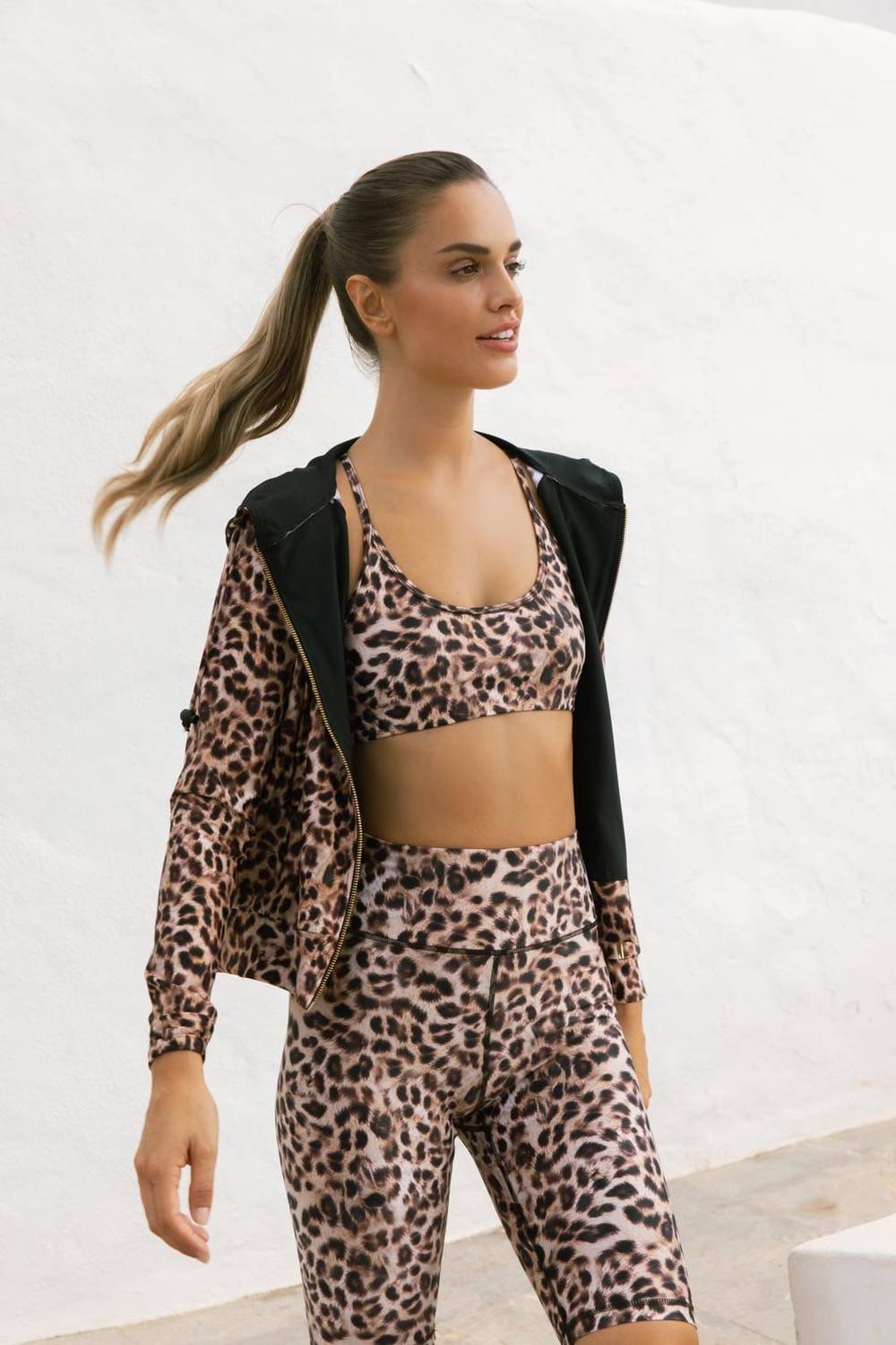 Dancing Leopard Samaya Leopard Print Bomber Jacket Casual Breathable Zip Up Jumper In Natural
