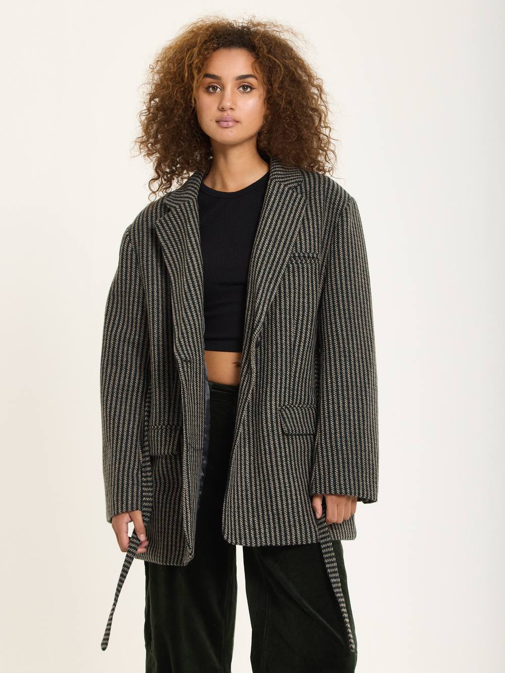 House Of Holland Houndstooth Wool Blend Oversized Blazer In Grey