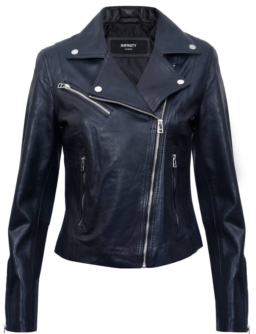 Infinity Leather Smart Leather Biker Jacket-Matlock In Black