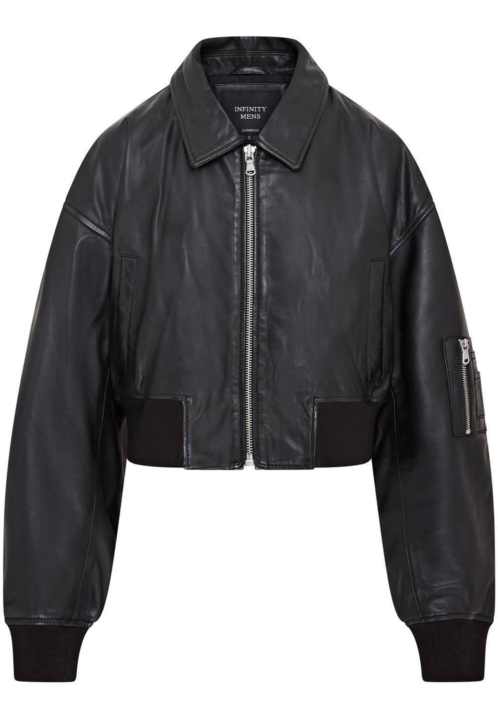 Infinity Leather Oversized Leather Ma- Bomber Jacket In Black