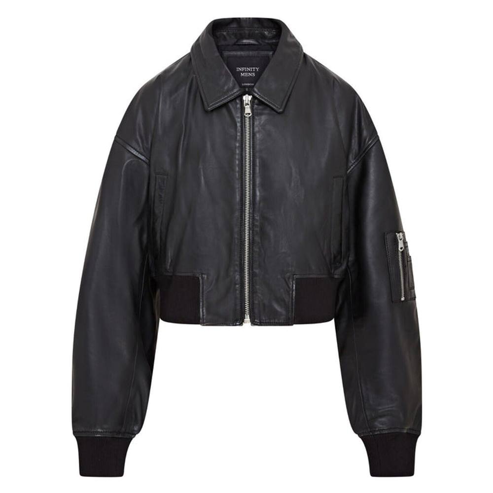 Infinity Leather Oversized Leather Ma- Bomber Jacket - Warrington In Black