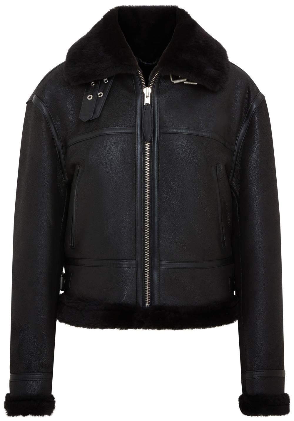 Infinity Leather Bomber B Sheepskin Jacket -Akiak In Black