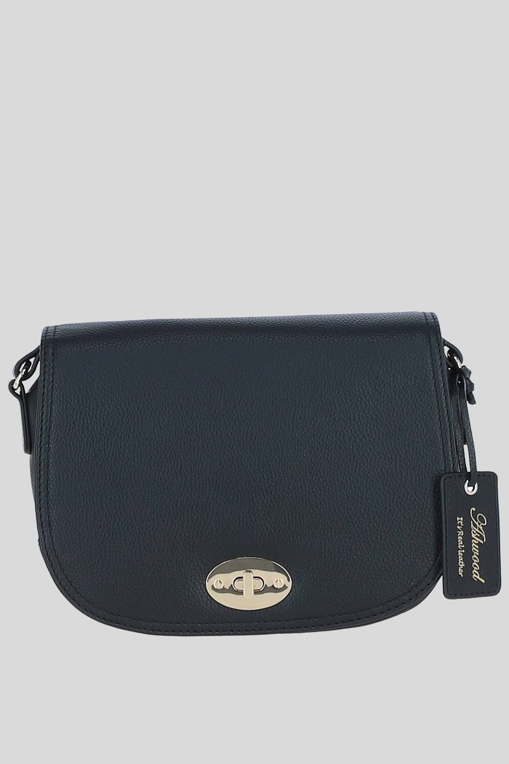 Ashwood Leather 'stellia' Real Leather Crossbody Bag With Twist Lock In Black