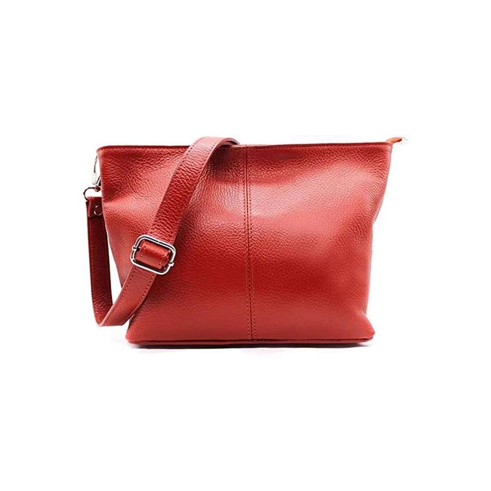 Kitise Small Genuine Italian Leather Shoulder Handbag With Detachable Strap In Red