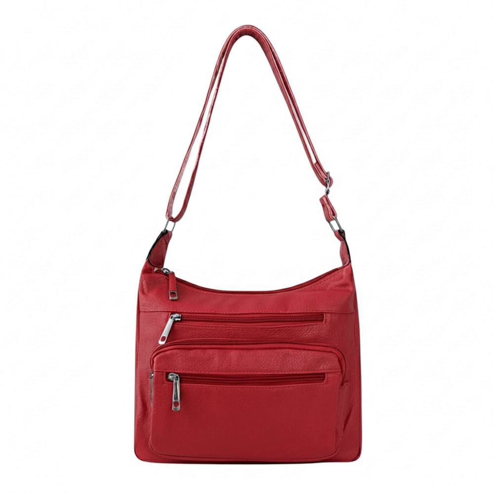 Kitise Multi Zipper Pockets Adjustable Crossbody Shoulder Handbag In Red