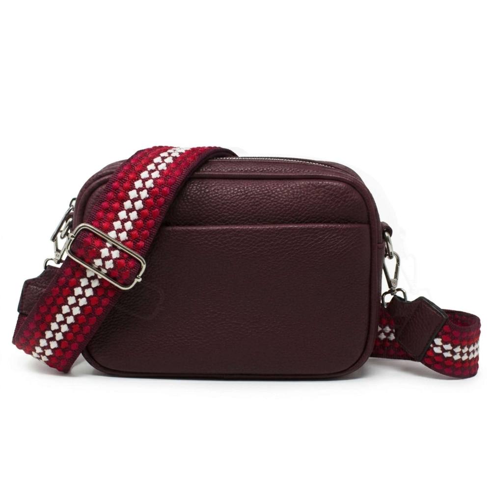 Kitise Double Compartment Front Open Pocket Crossbody Shoulder Bag In Burgundy