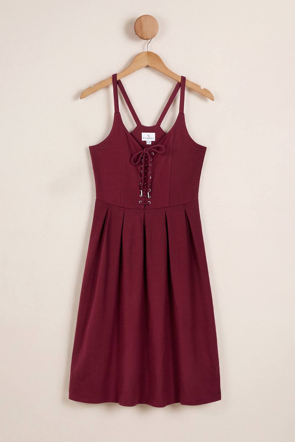 Enorsia Tie Front Jersey Midi Dress In Maroon