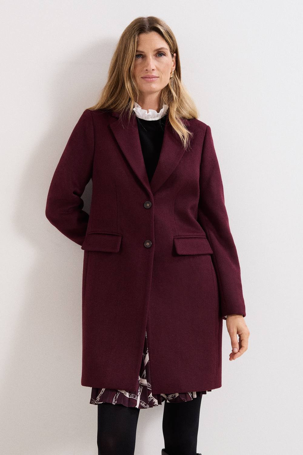 Phase Eight Lydia Wool Coat In Maroon