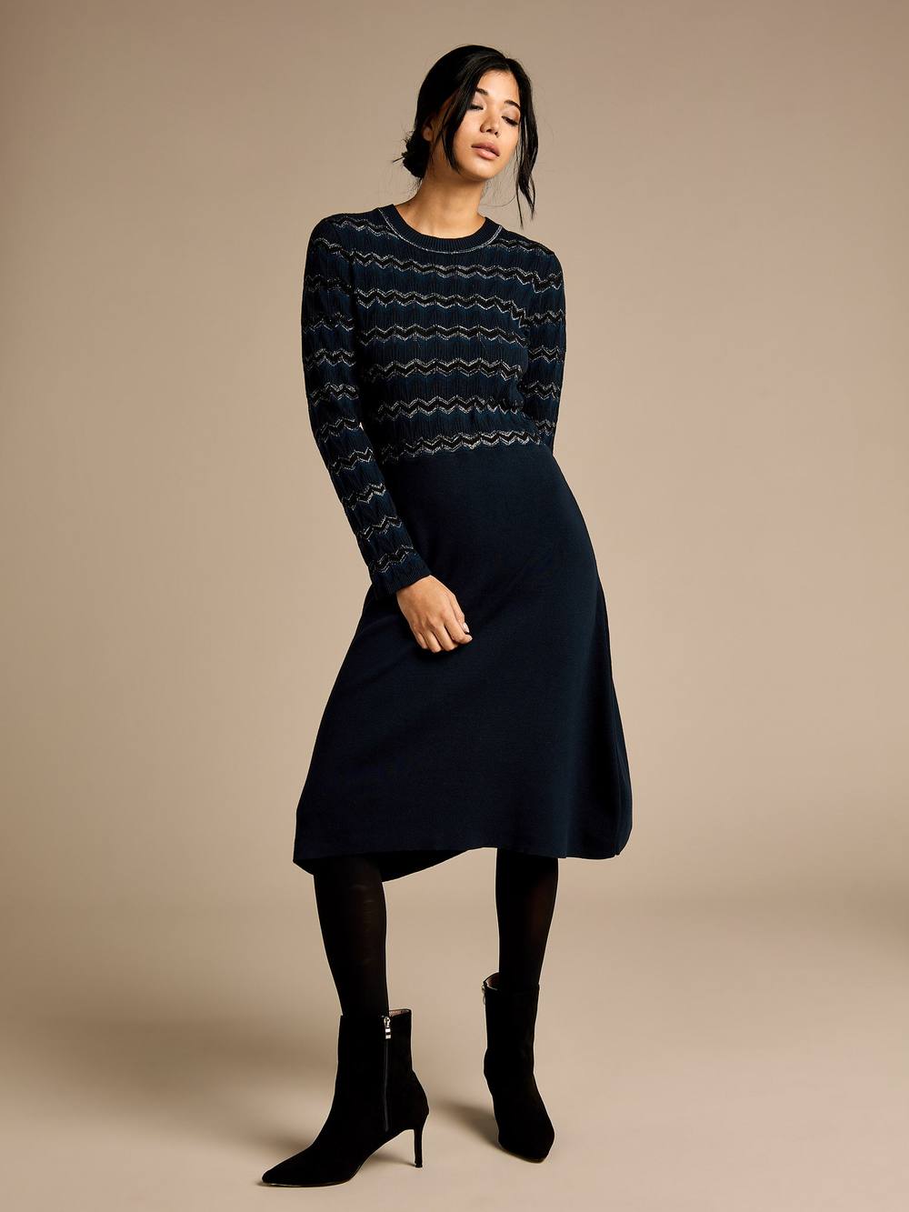 Gwd By George W. Davies Gwd Mia Navy Knitted Midi Dress