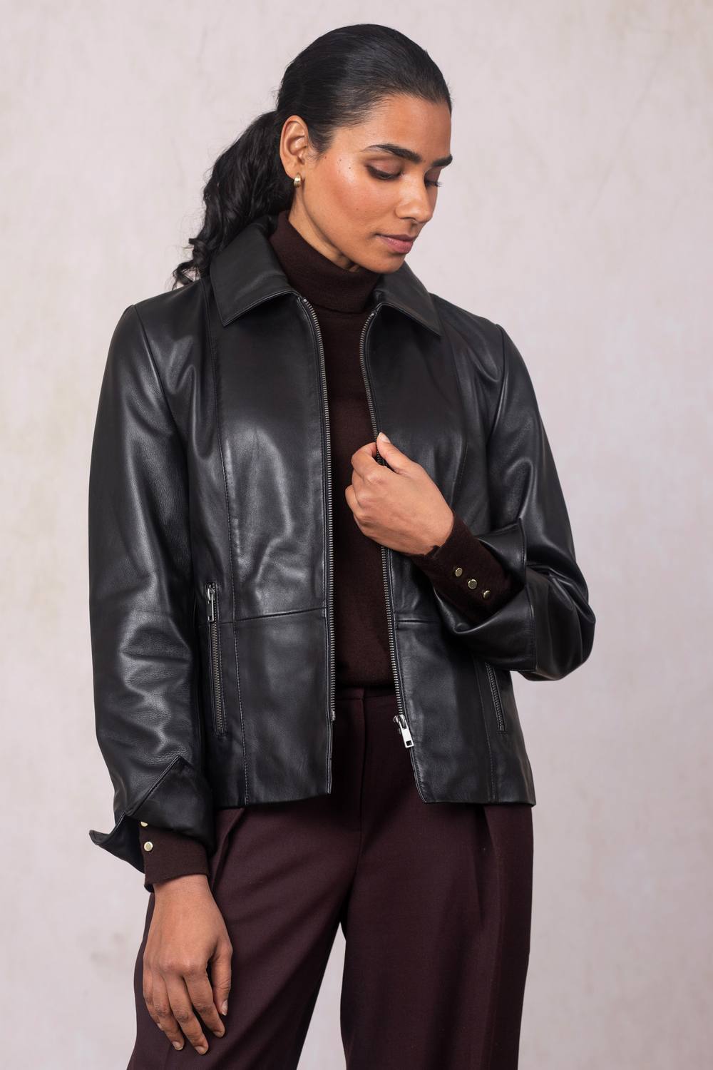 Lakeland Leather 'fairnam' Collared Leather Jacket In Black