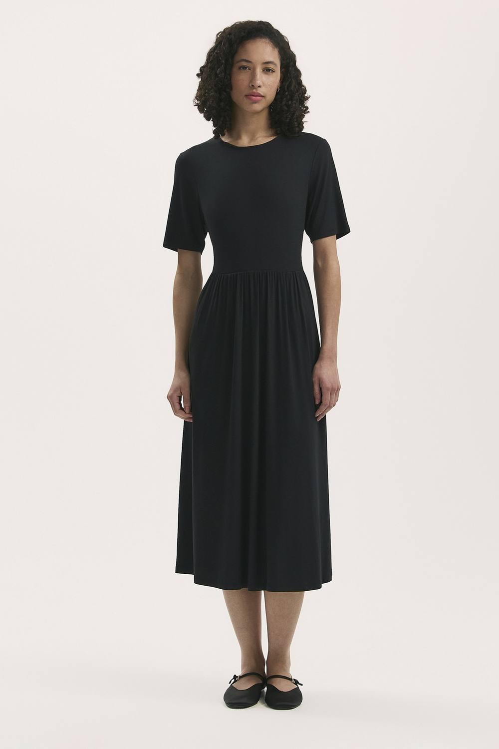 Finery London Kathryn Jersey Midi Shirt Dress In Black
