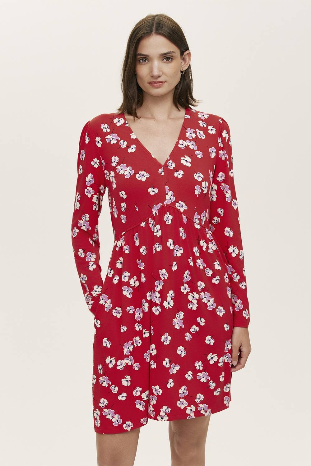 Finery London Joanne Jersey V-Neck Flared Dress