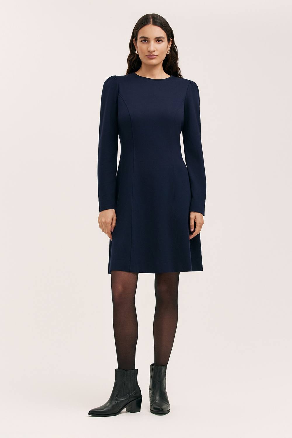 Finery London Eva Ponte Jersey Dress In Dark Navy